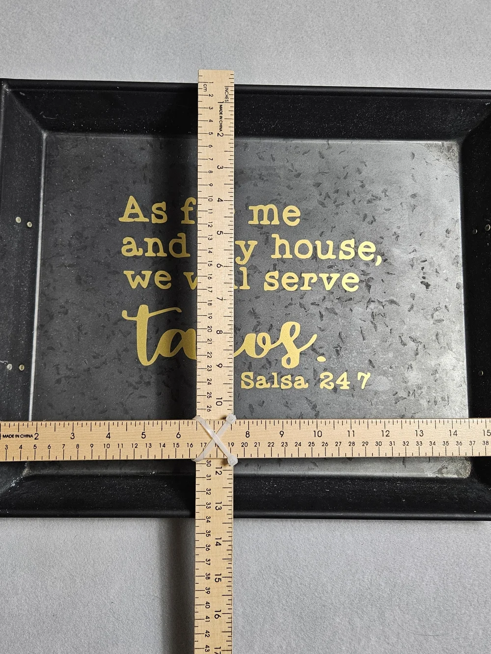Metal Taco Quote Serving Tray Black Gold Kitchen Decor